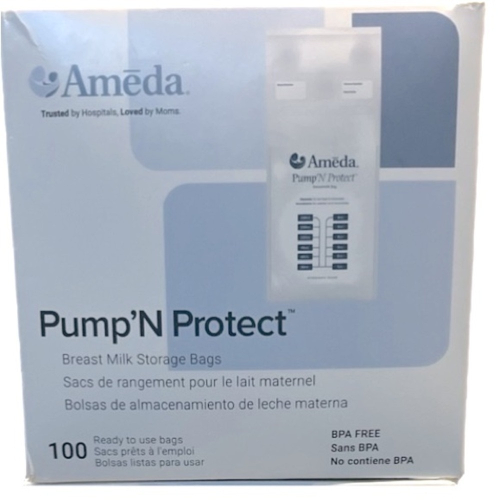 (2 boxes) Ameda Pump'N Protect Breastmilk Storage Bag 6oz - 100 Count per box